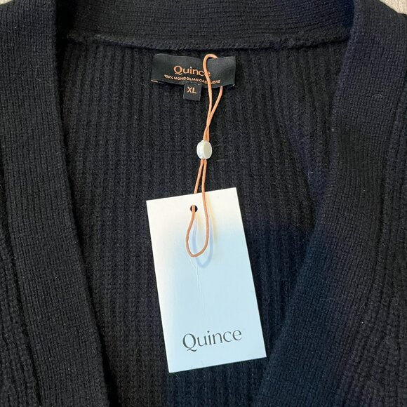 NWT! Quince Mongolian Cashmere Fisherman Boxy Cropped Cardigan Sweater, Black XL - Picture 9 of 14